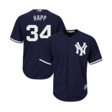 Men's New York Yankees #34 J.A. Happ Replica Navy Blue Alternate Baseball Jersey