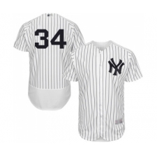 Men's New York Yankees #34 J.A. Happ White Home Flex Base Authentic Collection Baseball Jersey