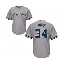 Youth New York Yankees #34 J.A. Happ Authentic Grey Road Baseball Jersey