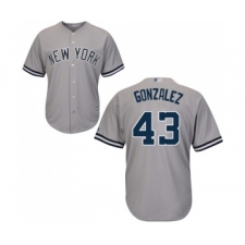 Men's New York Yankees #43 Gio Gonzalez Replica Grey Road Baseball Jersey