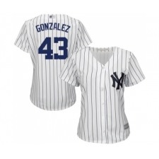 Women's New York Yankees #43 Gio Gonzalez Authentic White Home Baseball Jersey