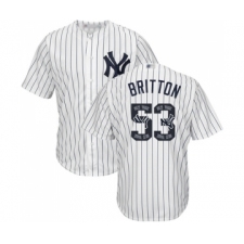 Men's New York Yankees #53 Zach Britton Authentic White Team Logo Fashion Baseball Jersey