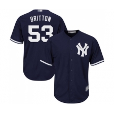 Men's New York Yankees #53 Zach Britton Replica Navy Blue Alternate Baseball Jersey