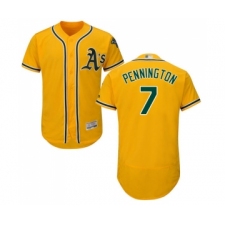 Men's Oakland Athletics #7 Cliff Pennington Gold Alternate Flex Base Authentic Collection Baseball Jersey