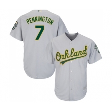 Men's Oakland Athletics #7 Cliff Pennington Replica Grey Road Cool Base Baseball Jersey