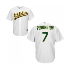 Men's Oakland Athletics #7 Cliff Pennington Replica White Home Cool Base Baseball Jersey