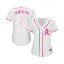 Women's Oakland Athletics #7 Cliff Pennington Replica White Fashion Cool Base Baseball Jersey