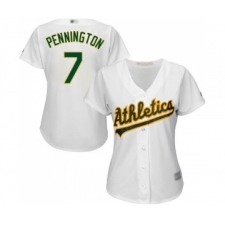 Women's Oakland Athletics #7 Cliff Pennington Replica White Home Cool Base Baseball Jersey
