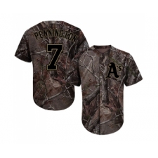Youth Oakland Athletics #7 Cliff Pennington Authentic Camo Realtree Collection Flex Base Baseball Jersey