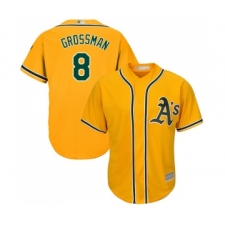Men's Oakland Athletics #8 Robbie Grossman Replica Gold Alternate 2 Cool Base Baseball Jersey