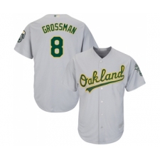 Men's Oakland Athletics #8 Robbie Grossman Replica Grey Road Cool Base Baseball Jersey