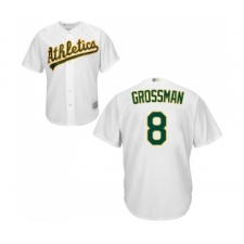 Men's Oakland Athletics #8 Robbie Grossman Replica White Home Cool Base Baseball Jerseyy