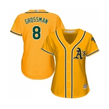 Women's Oakland Athletics #8 Robbie Grossman Replica Gold Alternate 2 Cool Base Baseball Jersey