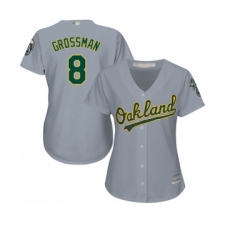 Women's Oakland Athletics #8 Robbie Grossman Replica Grey Road Cool Base Baseball Jersey