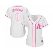 Women's Oakland Athletics #8 Robbie Grossman Replica White Fashion Cool Base Baseball Jersey