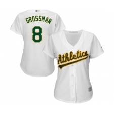 Women's Oakland Athletics #8 Robbie Grossman Replica White Home Cool Base Baseball Jersey
