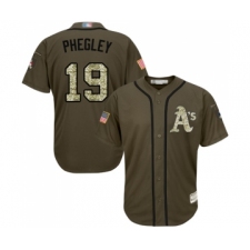 Men's Oakland Athletics #19 Josh Phegley Authentic Green Salute to Service Baseball Jersey