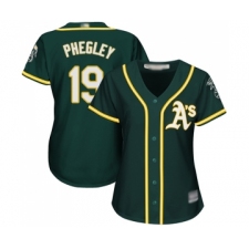 Women's Oakland Athletics #19 Josh Phegley Replica Green Alternate 1 Cool Base Baseball Jersey