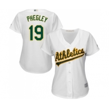 Women's Oakland Athletics #19 Josh Phegley Replica White Home Cool Base Baseball Jersey