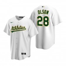 Men's Nike Oakland Athletics #28 Matt Olson White Home Stitched Baseball Jersey