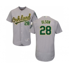 Men's Oakland Athletics #28 Matt Olson Grey Road Flex Base Authentic Collection Baseball Jersey