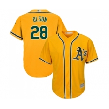 Men's Oakland Athletics #28 Matt Olson Replica Gold Alternate 2 Cool Base Baseball Jersey