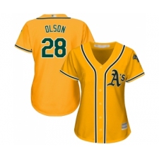 Women's Oakland Athletics #28 Matt Olson Replica Gold Alternate 2 Cool Base Baseball Jersey