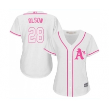 Women's Oakland Athletics #28 Matt Olson Replica White Fashion Cool Base Baseball Jersey