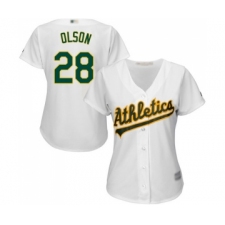 Women's Oakland Athletics #28 Matt Olson Replica White Home Cool Base Baseball Jersey