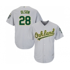 Youth Oakland Athletics #28 Matt Olson Replica Grey Road Cool Base Baseball Jersey