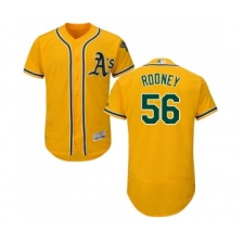 Men's Oakland Athletics #56 Fernando Rodney Gold Alternate Flex Base Authentic Collection Baseball Jersey