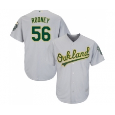 Men's Oakland Athletics #56 Fernando Rodney Replica Grey Road Cool Base Baseball Jersey