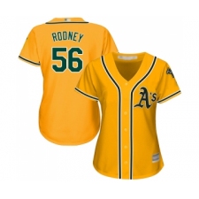 Women's Oakland Athletics #56 Fernando Rodney Replica Gold Alternate 2 Cool Base Baseball Jersey
