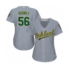 Women's Oakland Athletics #56 Fernando Rodney Replica Grey Road Cool Base Baseball Jersey