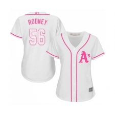 Women's Oakland Athletics #56 Fernando Rodney Replica White Fashion Cool Base Baseball Jersey