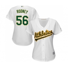 Women's Oakland Athletics #56 Fernando Rodney Replica White Home Cool Base Baseball Jersey