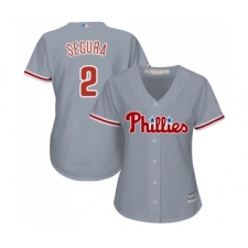 Women's Philadelphia Phillies #2 Jean Segura Replica Grey Road Cool Base Baseball Jersey