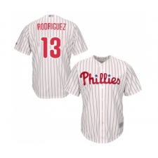 Men's Philadelphia Phillies #13 Sean Rodriguez Replica White Red Strip Home Cool Base Baseball Jersey