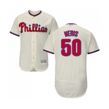 Men's Philadelphia Phillies #50 Hector Neris Cream Alternate Flex Base Authentic Collection Baseball Jersey