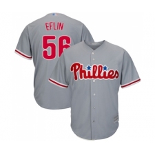 Men's Philadelphia Phillies #56 Zach Eflin Replica Grey Road Cool Base Baseball Jersey