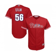Men's Philadelphia Phillies #56 Zach Eflin Replica Red Alternate Cool Base Baseball Jersey