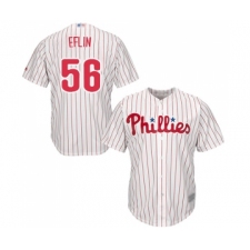 Men's Philadelphia Phillies #56 Zach Eflin Replica White Red Strip Home Cool Base Baseball Jersey