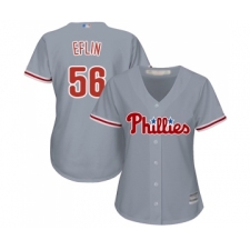 Women's Philadelphia Phillies #56 Zach Eflin Replica Grey Road Cool Base Baseball Jersey