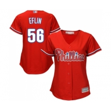 Women's Philadelphia Phillies #56 Zach Eflin Replica Red Alternate Cool Base Baseball Jersey