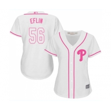 Women's Philadelphia Phillies #56 Zach Eflin Replica White Fashion Cool Base Baseball Jersey