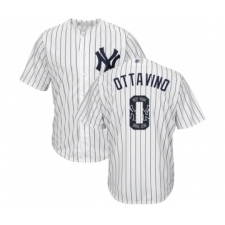 Men's New York Yankees #0 Adam Ottavino Authentic White Team Logo Fashion Baseball Jersey