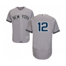Men's New York Yankees #12 Troy Tulowitzki Grey Road Flex Base Authentic Collection Baseball Jersey