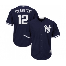 Men's New York Yankees #12 Troy Tulowitzki Replica Navy Blue Alternate Baseball Jersey