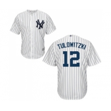 Men's New York Yankees #12 Troy Tulowitzki Replica White Home Baseball Jersey