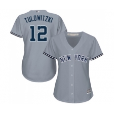 Women's New York Yankees #12 Troy Tulowitzki Authentic Grey Road Baseball Jersey